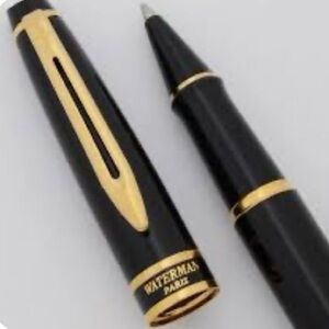 Waterman Expert Rollerball Pen Black Lacquer & Gold Trim Vintage New Cartridge